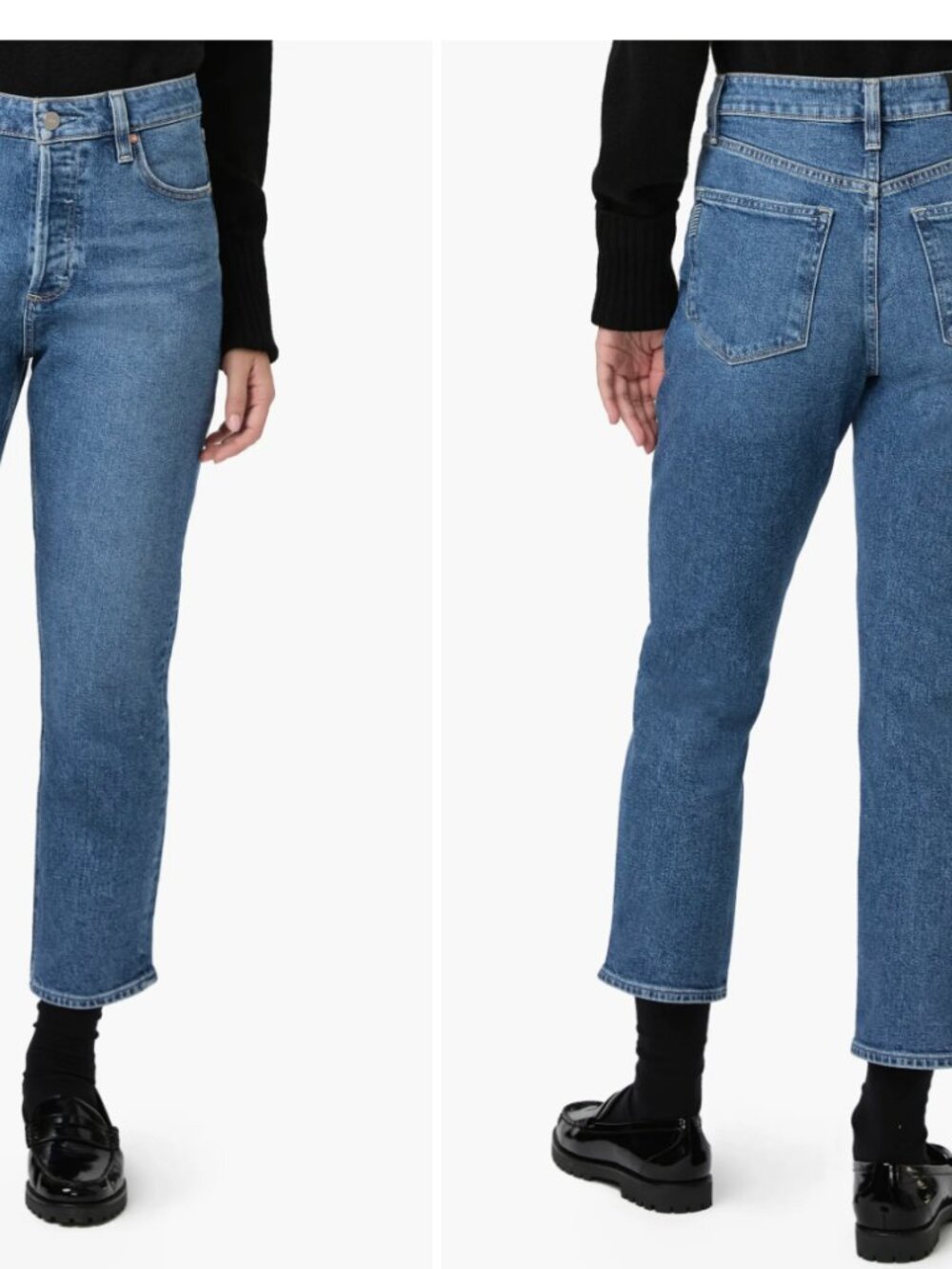 PAIGE Billy High Waist Crop Straight Leg Jeans — Size 30 — Blue